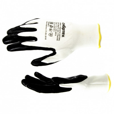 Перчатки полиэфирные с черным нитрильным покрытием , размер l, 15 класс вязки// сибртех