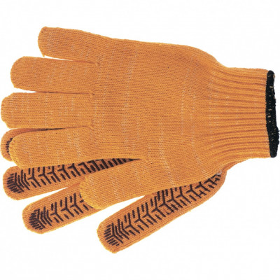 Перчатки трикотажные усиленные, цвет желтый, гелевое ПВХ-покрытие, 7 класс, россия// сибртех