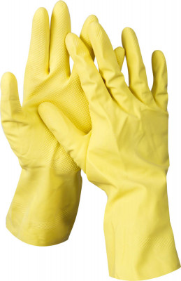 Dexx l, хозяйственно-бытовые, с х/б напылением, рифлёные, латексные перчатки (11201-l)