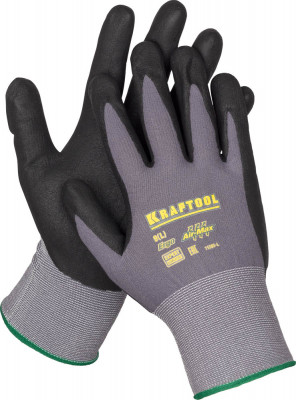 Kraftool l, эластичные, с покрытием из вспененного нитрила, перчатки для точных работ (11285-l)