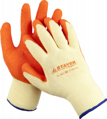 Stayer protect, l-xl, эластичные, натуральный хлопок, перчатки с латексным обливом (11408-xl)