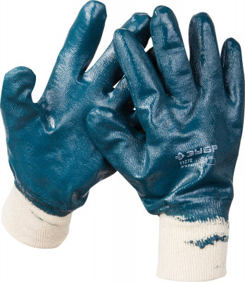 ЗУБР xl(10), с манжетой, маслобензостойкие, износостойкие, перчатки с нитриловым покрытием, профессионал (11272-xl)