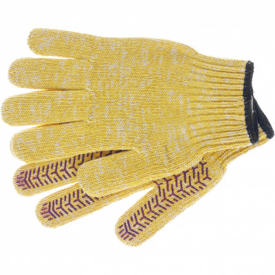 Перчатки трикотажные усиленные, гелевое ПВХ-покрытие, 7 класс, желтые, россия// сибртех