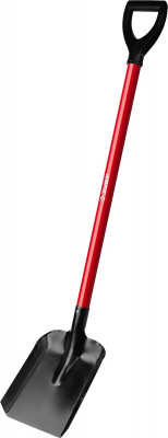 ЗУБР старатель, 275х215х1500мм, полотно 1.4мм, закалено, фибергласовый черенок с резиновой ручкой, совковая прямоугольная лопата, профессионал(39549)