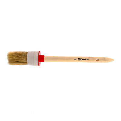 Кисть круглая № 8 (35 мм), натуральная щетина, деревянная ручка// mtx