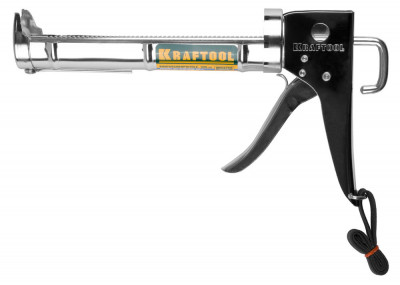 Kraftool хромированный 320 мл, полукорпусной пистолет для герметика (06671)
