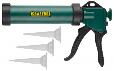 Kraftool 310мл, 3 сменных сопла, универсальный закрытый пистолет для герметика (06677)