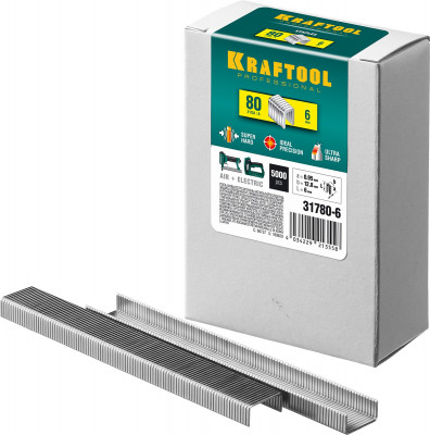 Kraftool тип 21ga (80/pr a/senco at) 6 мм, 5000 шт, скобы для степлера (31780-6)
