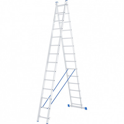 Лестница, 2 х 14 ступеней, алюминиевая, двухсекционная, россия// сибртех