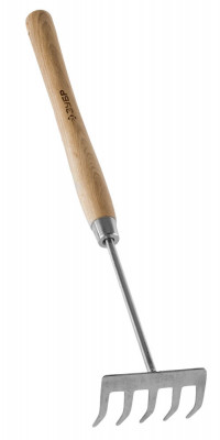 ЗУБР нержавеющая сталь, 7 зубцов, деревянная ручка, грабельки (4-39473)
