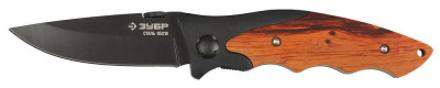 ЗУБР стрелец, 185 мм, лезвие 80 мм, металлическая рукоятка, с деревянными вставками, складной нож (47711)