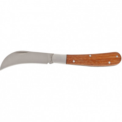 Нож садовый складной, изогнутое лезвие, 170 мм, деревянная рукоятка// palisad
