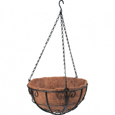 Кашпо подвесное с декором, с кокосовой корзиной, диаметр, 30 см// palisad