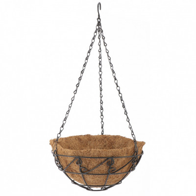 Кашпо подвесное с орнаментом, с кокосовой корзиной, диаметр 25 см// palisad