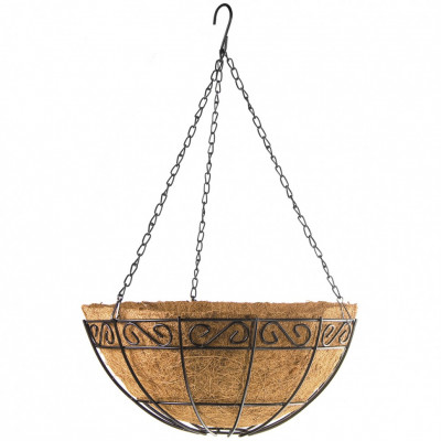 Кашпо подвесное с орнаментом, с кокосовой корзиной, диаметр 30 см// palisad
