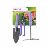 Набор садового инструмента с секатором, пластиковые рукоятки, 3 предмета, standard// palisad