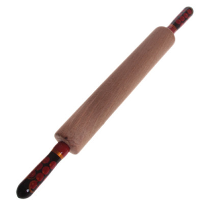 Скалка деревянная (бук) ручки с хохломской росписью