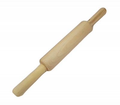Скалка деревянная (бук) с 2-я вращающ. ручками малая 40см