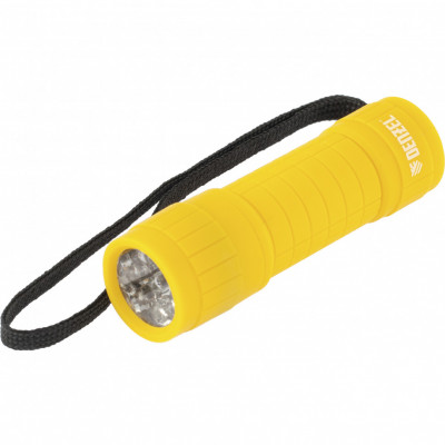Фонарь светодиодный, жёлтый корпус с мягким покрытием, 9 LED, 3хааа// denzel