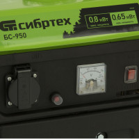 Генератор бензиновый бс-950, 0,8 квт, 230 в, 2-х такт., 4 л, ручной стартер// сибртех