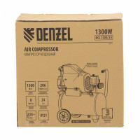 Компрессор воздушный dlc1300/24 безмасляный 1,3 квт, 24 литра, 206 л/мин// denzel