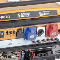 Генератор бензиновый ps-90ed-3, 9,0квт, переключение режима 230в/400в, 25л, электростартер// denzel