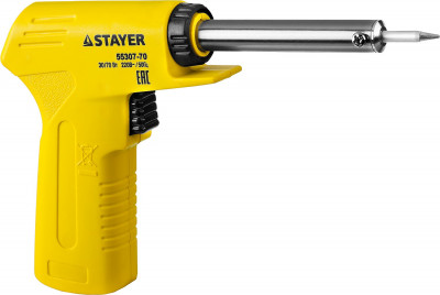 Stayer maxterm, 30 вт + 70 вт, 2 в 1, конус, электропаяльник с пистолетной рукояткой (55307-70)