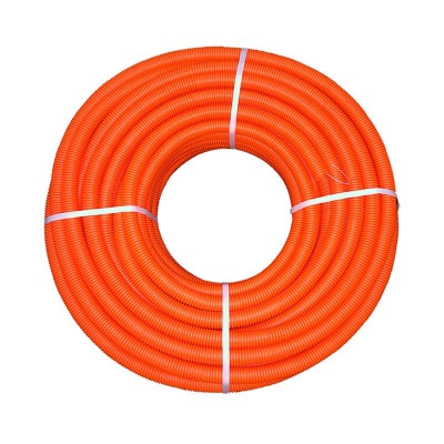 Труба пнд гофрированная тяжелая с зондом d=20мм, ip55, оранжевая (бухта-100п.м.)