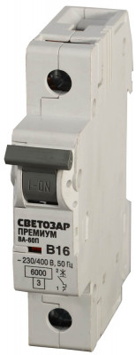 Светозар ва-60п, 1p, 50а, b, 6ка, автоматический выключатель, премиум (sv-49011-50-b)