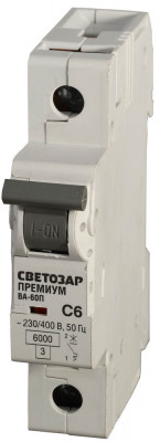 Светозар ва-60п, 1p, 6а, c, 6ка, автоматический выключатель, премиум (sv-49021-06-c)