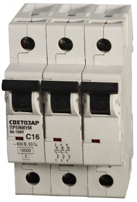 Светозар ва-100п, 3p, 63а, c, 10ка, автоматический выключатель, премиум (sv-49033-63-c)