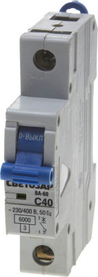 Светозар ва-60, 1p, 40а, c, 6ка, автоматический выключатель (sv-49061-40-c)
