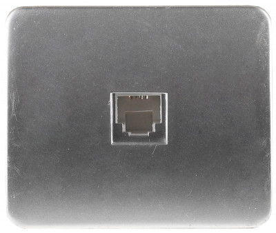 Светозар гамма, телефонная, одинарная, без вставки и рамки, цвет светло-серый металлик, электрическая розетка (sv-54117-sm)