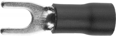 Наконечник светозар для кабеля, изолированный, с вилкой, черный, вн. d 4,3мм, под болт 6мм, провод 2,5-4мм2, 37а, 10шт