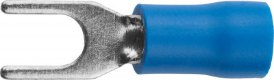 Наконечник светозар для кабеля,изолированный,с вилкой,синий, вн. d 4,3мм,под болт 6мм,провод 1,5-2,5мм2, 27а,10шт