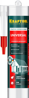 Kraftool universal, 300 мл, прозрачный, универсальный силиконовый герметик (41253-2)