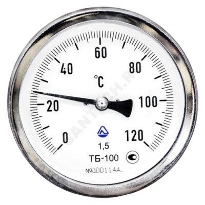 Термометр биметаллический осевой дк100 l=100мм g1/2