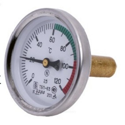 Термометр биметаллический дк100 осевой 200с тбп-т завод теплотехнических приборов