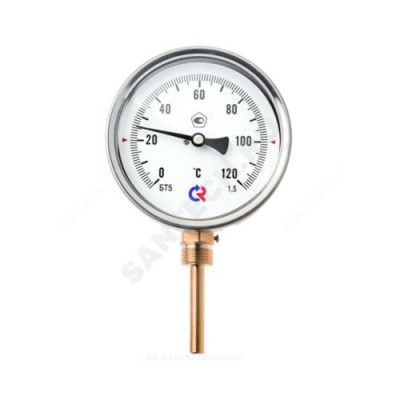 Термометр биметаллический радиальный дк100 l=100мм g1/2
