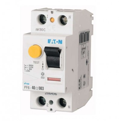 Выключатель дифференциального тока (УЗО) 2п 40А 300мА тип AC 6кА PF6 EATON 286498