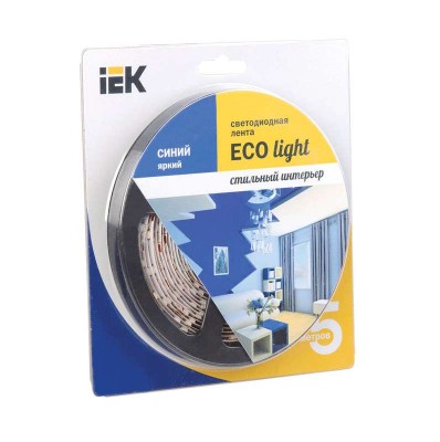 Лента светодиодная eco LED lsr-3528b60-4.8-ip20-12v 5вт/м (уп.5м) син. иэк lsr1-7-060-20-1-05