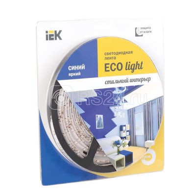 Лента светодиодная eco LED lsr-3528b60-4.8-ip65-12v 5вт/м (уп.5м) син. иэк lsr1-7-060-65-1-05