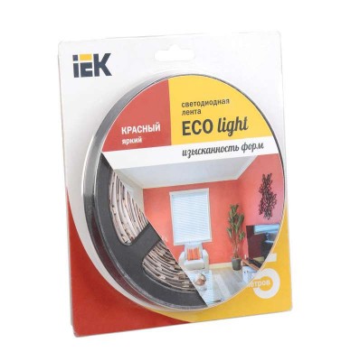 Лента светодиодная eco LED lsr-3528r60-4.8-ip20-12v 5вт/м (уп.5м) красн. иэк lsr1-6-060-20-1-05
