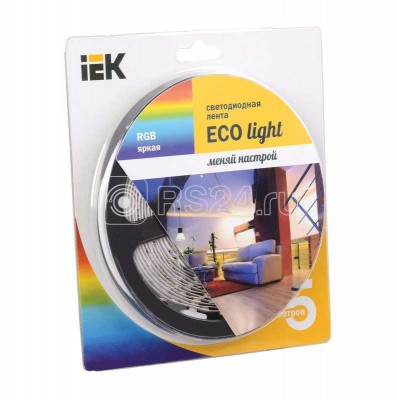 Лента светодиодная eco LED lsr-3528rgb54-4.8-ip20-12v 5вт/м (уп.5м) полноцвет. иэк lsr1-3-054-20-1-05