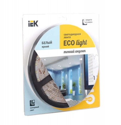 Лента светодиодная ECO LED LSR-3528W60-4.8-IP65-12V 5Вт/м (уп.5м) бел. IEK LSR1-2-060-65-1-05