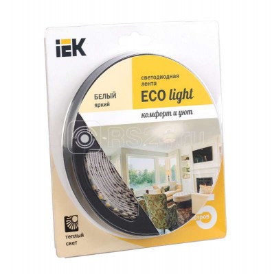 Лента светодиодная eco LED lsr-3528ww120-9.6-ip20-12v 10вт/м (уп.5м) тепл. бел. иэк lsr1-1-120-20-1-05