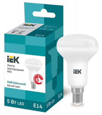 Лампа светодиодная Eco 5Вт R50 4000К нейтр. бел. E14 450лм 230-240В IEK LLE-R50-5-230-40-E14