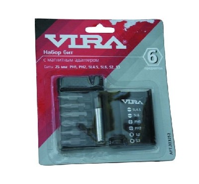 Набор бит с магнитным адаптером (6 предметов) vira 303252