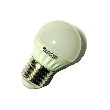 Лампа светодиодная LED 3вт шарик 45мм e27 3000к экономка eco_led3wgl45e2730