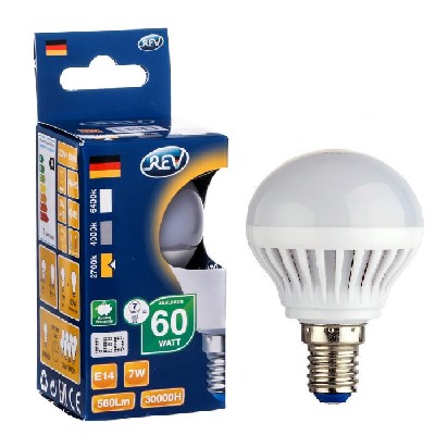 Лампа светодиодная G45 7Вт шар 2700К тепл. бел. E14 600лм 180-240В REV 32340 2